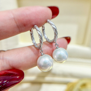 Accessoires en argent S925 pour la création de bijoux, boucles d'oreilles pendantes tendance avec support vide pour perles rondes de 9 à 16 mm, 22240 - Product Image 3