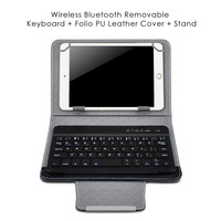 Étui de protection en cuir PU avec support pour tablettes de 7 à 10 pouces, clavier sans fil BT, instructions en russe, espagnol, anglais, coréen, arabe