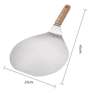 Deslizador <span class=keywords><strong>de</strong></span> pizza <span class=keywords><strong>de</strong></span> acero inoxidable <span class=keywords><strong>de</strong></span> 8 pulgadas con mango <span class=keywords><strong>de</strong></span> madera <span class=keywords><strong>de</strong></span> haya, utensilio <span class=keywords><strong>de</strong></span> cocina redondo para mover pasteles, herramientas para pizza - Product Image 3