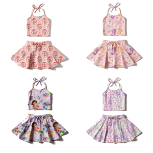 Completo Estivo per Ragazze: Top Senza Maniche e Minigonna, 95% Bambù 5% Spandex, Morbido, Confortevole, Traspirante, per Feste e Casual, Personalizzabile - Product Image 2