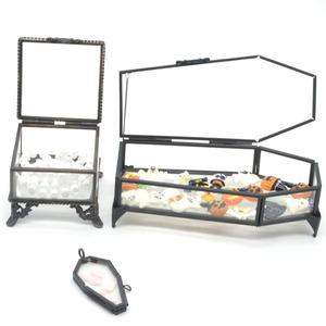 หนึ่งในของขวัญที่ดีสำหรับแม่! กล่องใสเครื่องประดับทรงกล่องใส่แหวนทรงลูกบาศก์ทำจากทองเหลืองทรงกล่องใส่เครื่องประดับทรงโลงศพสีดำ - Product Image 4