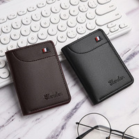 Dompet Mini Ultra Tipis Uniseks Gaya Pendek Gaya Vertikal Remaja Personalisasi Sederhana Kulit Lembut Lipat Klip Anti Maling Trendi