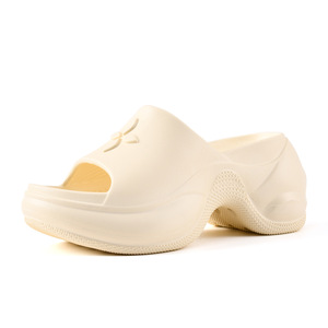 Tongs compensées pour femmes à bout ouvert en EVA, sandales d'été de plage respirantes et antidérapantes blanches - Product Image 5