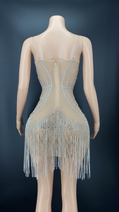 노반스 Y2332 여성 봄 의류 2022 트렌디 태슬 다이아몬드 얇은 스트랩 이국적인 댄스웨어 여성 프롬 드레스 누드톤 - Product Image 4