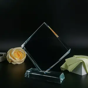 Trofeo de premio cuadrado de cristal en blanco transparente de alta calidad, mayorista personalizado a un precio competitivo