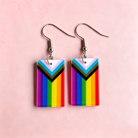 Rechthoekige acryloorbellen Regenboog LGBT Gay Pride Geometrisch Eenvoudig Veelkleurig Lente- en zomermode Trendy feestcadeau