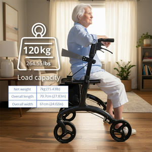 عربة مشي لجميع التضاريس للأشخاص ذوي الحركة المحدودة، خفيفة الوزن وقابلة للطي وقابلة للتعديل مع مقعد مريح وسهلة التخزين - Product Image 4