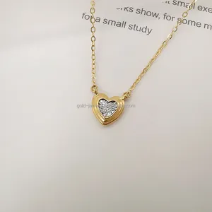 Romantico a forma di Cuore Pendente Della Collana 18K Oro Reale del Pendente della collana di Diamante Naturale Dei Monili Delle Donne 18k Collana In Oro Bianco