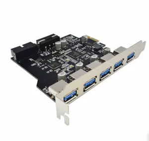ESTOQUE USB 3.0 PCI-E Cartão de Expansão 7 Port Adapter Card 5 port 19PIN terceira geração Com D720201 Dual Chip