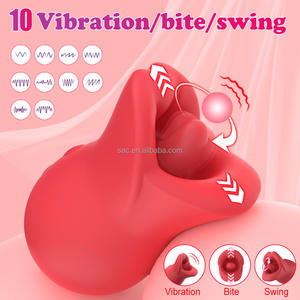SacKnove Mujeres Silicona 10 Velocidad Morder Columpio Realista Adulto Oral Labios calientes Lamiendo Vibrador Rosa Lengua Boca Juguete sexual - Product Image 2