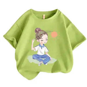 Little Girl Blouse Short Sleeve T-shirt Summer Wear Breathable Children's Clothes Bulk Clothing T Shirt Solid Polyester T-shirts
