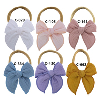 Petit nœud ajustable avec nœud en Nylon, bandeaux en lin pour bébés filles, accessoires de cheveux pour nouveau-nés
