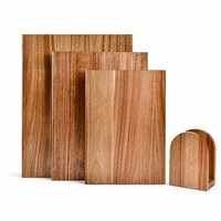 Acacia houten snijplank set van 3 met standaard, multi-formaat boekvormige houten snijplanken voor keukenvoorbereiding