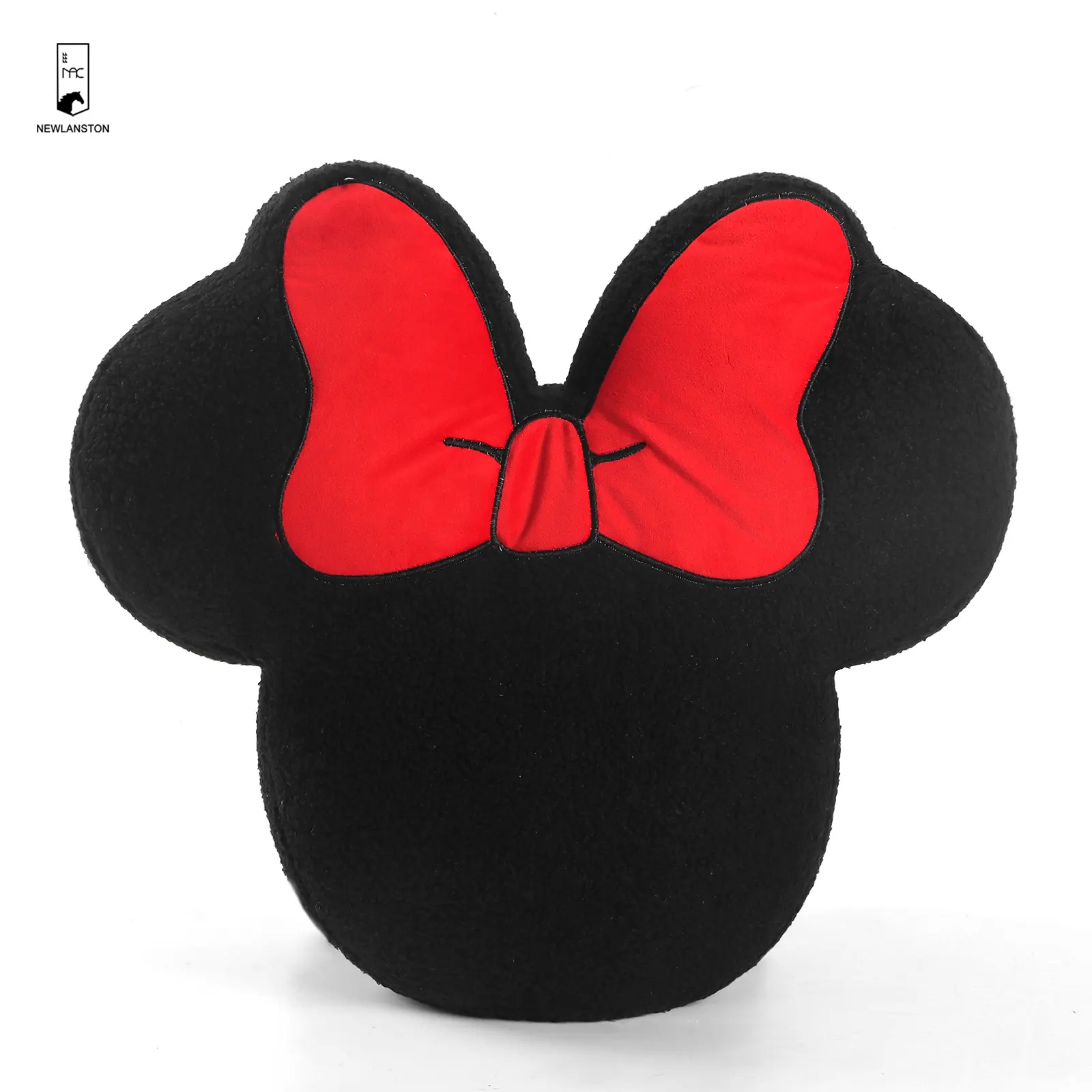 Fábrica personalizada Sherpa Teddy Cozy Black Mickey Head Pillows Obsessed Plush Minnie Doll Cojín con lazos