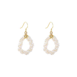 Pendientes de Perlas de Agua Dulce Hechos a Mano con Cuentas de Arroz Pequeñas, Joyería Tejida de Moda - Product Image 2
