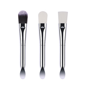 Double Head Spoon Mask Brush Synthetic Bristles Plastic Handle <b>Foundation</b> Clay Mask Applicator - Product Image 1