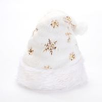 Chapeau de Noël en peluche douce et blanche, chapeau de Père Noël à flocons de neige, décoration de Noël blanche, chapeau de décoration du Nouvel An, fournitures pour fêtes de fin d'année