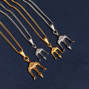 Collier pour homme hip-hop, bijoux <span class=keywords><strong>de</strong></span> mythologie, pendentif trident <span class=keywords><strong>de</strong></span> Méduse, trident <span class=keywords><strong>de</strong></span> Poséidon, acier inoxydable plaqué or 18 carats, collier trident <span class=keywords><strong>de</strong></span> <span class=keywords><strong>Neptune</strong></span> - Product Image 4