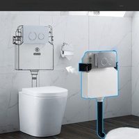 Réservoir de toilette mural dissimulé mécanique/pneumatique au design moderne, installation facile, HDPE, pour salle de bain, 5