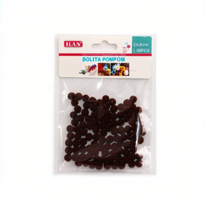 Ilan Bolita Pompom 0.8Cm 100Pcs Colore Caffè Forniture per Artigianato - Product Image 1