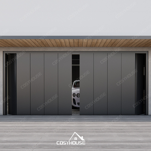 Luxuriöses Lamellen-Garagentor in Holzoptik aus Aluminium, Maßgefertigtes Bi-Fold Garagentor mit Fernbedienung für Moderne Villen und Häuser - Product Image 2