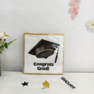 DAMAI Graduation Party Tableware Set <b>Black</b> Cap <b>Plates</b> Cups Napkins Disposable Supplies for Graduation Celebration - Product Image 5