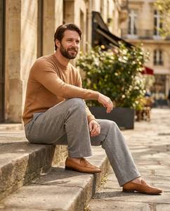 <span class=keywords><strong>Pantaloni</strong></span> da Uomo in Maglia Piqué Pesante a Gamba Larga con Elastico <span class=keywords><strong>e</strong></span> Coulisse in Vita, Vestibilità Rilassata, <span class=keywords><strong>Pantaloni</strong></span> Casual Dritti OEM - Product Image 1