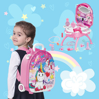 BJQ OEM Mini ensemble de coiffeuse en plastique portable 3-en-1 maquillage jeu de simulation jouets cosmétiques ensemble de beauté pour filles de 4 à 6 ans