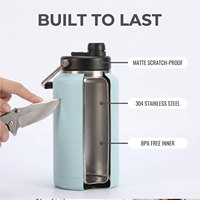 Growler isotherme chaud/froid en acier inoxydable de 64 oz, double paroi, sans BPA, gourde portable pour brassage maison et camping