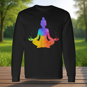 Camiseta de manga larga Vishuddha Throat Pose Seven Chakras Crystal Yoga Hinduism - Product Image 3