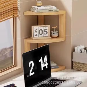 Wooden Corner <b>Shelf</b> 3 Tier Solid Wood Storage Rack For Living Room <b>Desktop</b> Organization Multipurpose Standing Type - Product Image 4