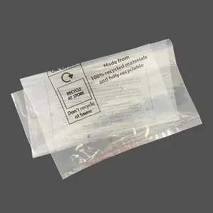 Poly sacs en plastique transparent HDPE recyclé écologique certifié GRS taille personnalisée avertissement de suffocation logo imprimé emballage de vêtements