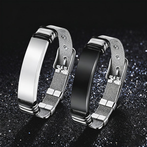 European American New Stainless Steel <b>Beaded</b> <b>Bracelet</b> Unisex Adjustable LOGO Personalized Couple's Wrist Accessories Zircon - Product Image 1