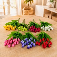 Bouquet de fleurs artificielles en soie de tulipes de haute qualité, fleurs de printemps pour la décoration de la maison, mariage, arrangement en vase, vente en gros OEM