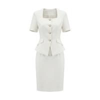 Ensembles de costumes pour femmes, vêtements de bureau pour femmes, robe formelle en polyester blanc, vêtements de carrière, OEM ODM