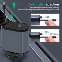 Charge super rapide 12 24V sortie chargeur de voiture double câbles réglables à angle flexible rétractable pratique pour 4 appareils