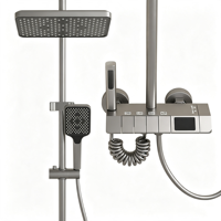 Système de robinetterie de bain thermostatique intelligent à affichage LED moderne, touches de piano, jet de pluie doux