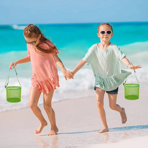 Niños al aire libre Playa Juguetes Malla Seashell Bolsa Cremallera Red Bolsa de almacenamiento Cubo redondo Organizadores de artículos diversos - Product Image 2