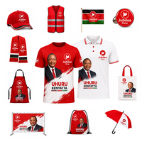 Marchandises de campagne électorale en Afrique, t-shirts imprimés sur mesure, drapeaux, écharpes, chapeaux, commande en gros, fournisseur d'usine