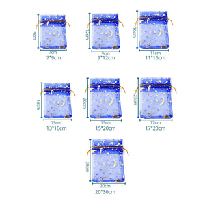 Sacs à cordon en <span class=keywords><strong>tulle</strong></span> organza imprimés étoiles et lunes dorées et argentées, faits à la main, <span class=keywords><strong>pour</strong></span> cosmétiques, sacs en filet transparent, cadeaux, vente en gros - Product Image 4