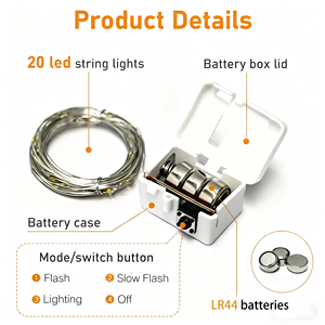 1m 2M 3m Mini Led dây Đồng Cổ Tích Sting ánh sáng giáng sinh Valentine bên hoa quà tặng trang trí đèn 3lr pin tự làm ánh sáng lấp lánh - Product Image 6