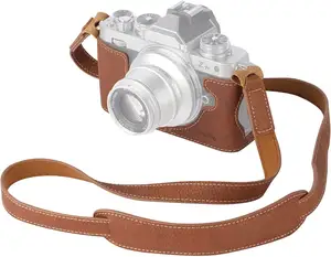 Smallrig Z Fc Camera Case Met Schouderband, Retro Stijl Bruin Lederen Halve Kast Met Aluminium Basisplaat Voor Nikon Z Fc-3481