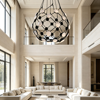 Lustre moderne de luxe en fer avec LED, couvercle en acrylique blanc froid, télécommande, D650MM, éclairage suspendu pour hôtel, salon, villa