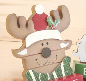 Ensemble de décorations de Noël pour porte-chaussettes, ornements en bois style ferme (rennes, bonhommes de neige, <span class=keywords><strong>casse</strong></span>-noisettes) pour la décoration de la maison en fêtes - Product Image 4