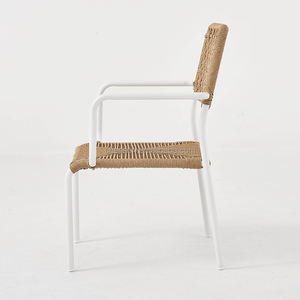 Sedia da Pranzo Moderna Impilabile per Esterni - Mobili da Giardino in Metallo Bianco e Rattan per Casa e Bistrot - Product Image 6