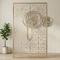 Paravent décoratif en acier inoxydable champagne, motif géométrique diamant découpé au laser, panneau grille pour séparation de pièce, décoration de hall d'hôtel