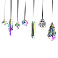 Pendentif décoratif en verre AB-color, maille de cristal, feuille d'érable, perle longane en forme de poire, attrape-soleil, rideau de perles, ornement de lampe