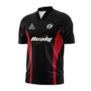 HEALY Fabricant de t-shirts en polyester Dry Fit à sublimation, t-shirts de football personnalisés à col en V pour hommes - Product Image 2