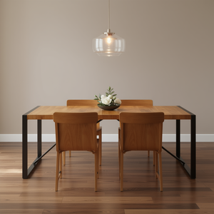 Solid Mango Wood Dining <b>Table</b> 86.6x39.4x29.5 Inches Rectangular Modern Design Metal Legs Home Furniture - Product Image 2