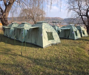 Tente de camping en toile de sergé imperméable de qualité supérieure, type dôme, pour 2-3 personnes, couleur vert armée, 2,5x2,5M 3x3M - Product Image 4